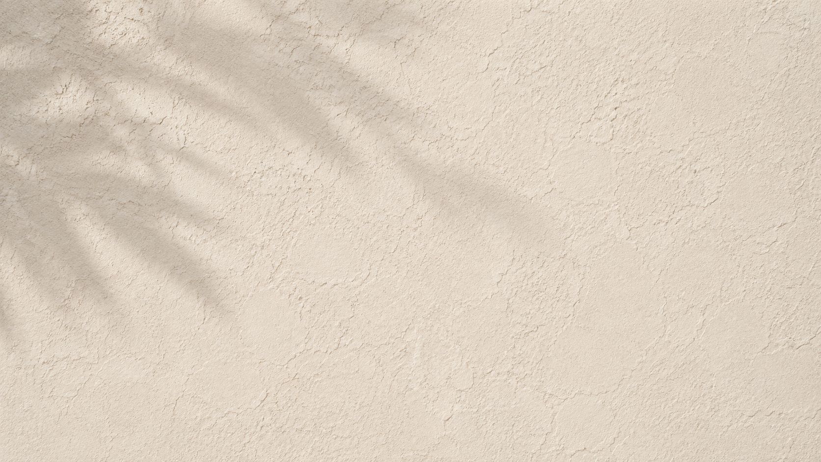 A close-up view of a light beige stucco wall with a palm leaf shadow overlay