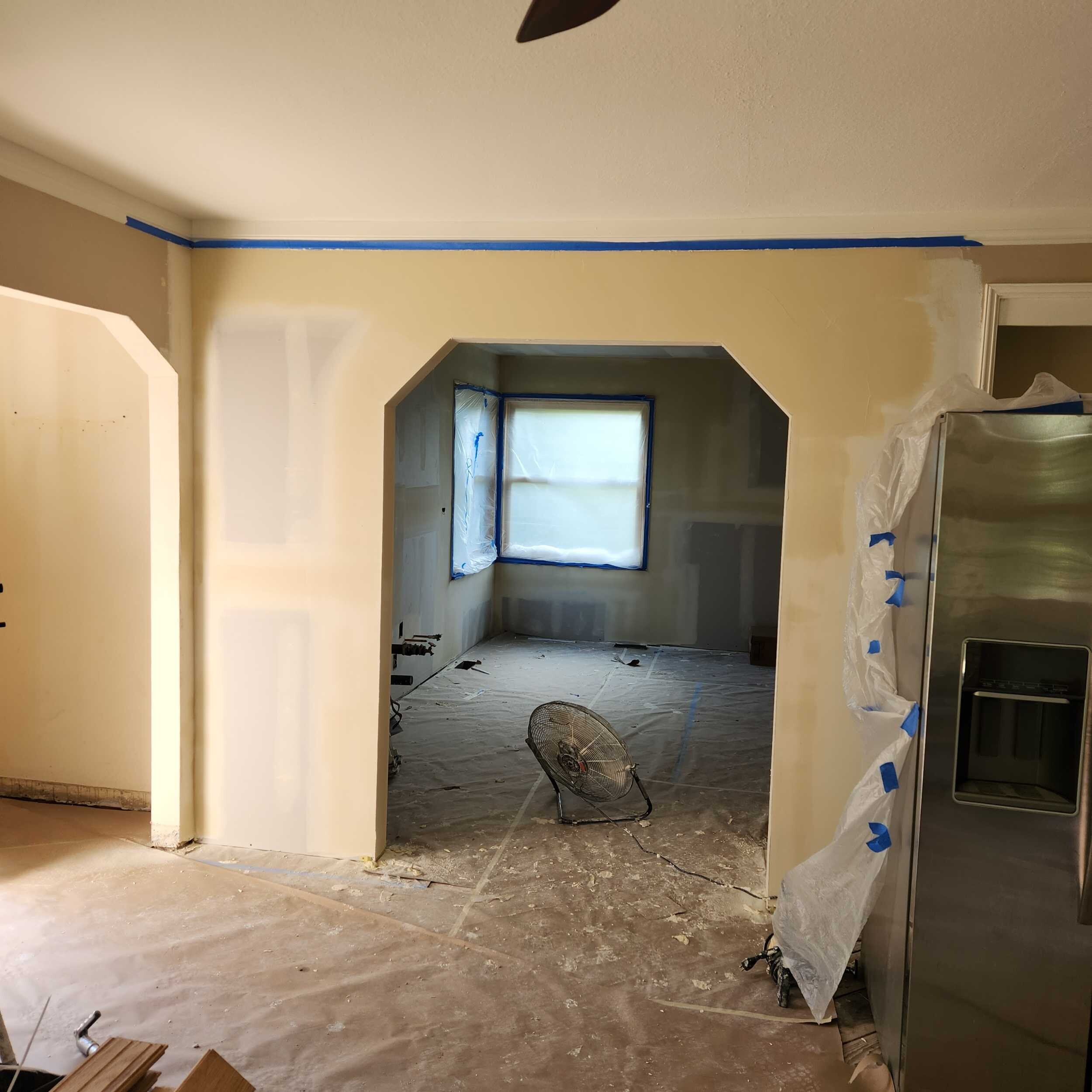 Interior drywall finishing project in Hillsboro OR before completion
